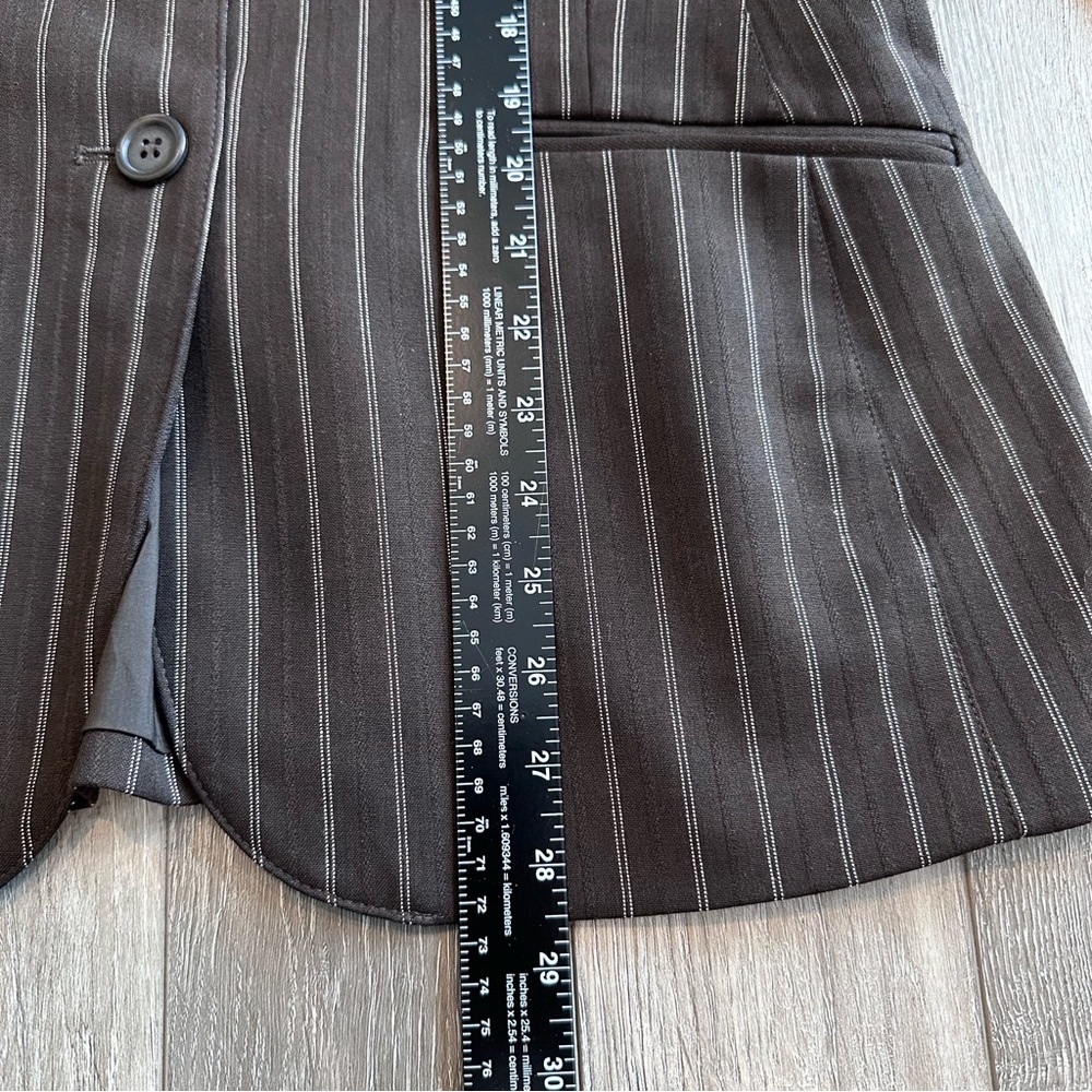 The Limited Pinstripe Brown/Cream Blazer Two Button Suit Jacket Office Business - Picture 11 of 14
